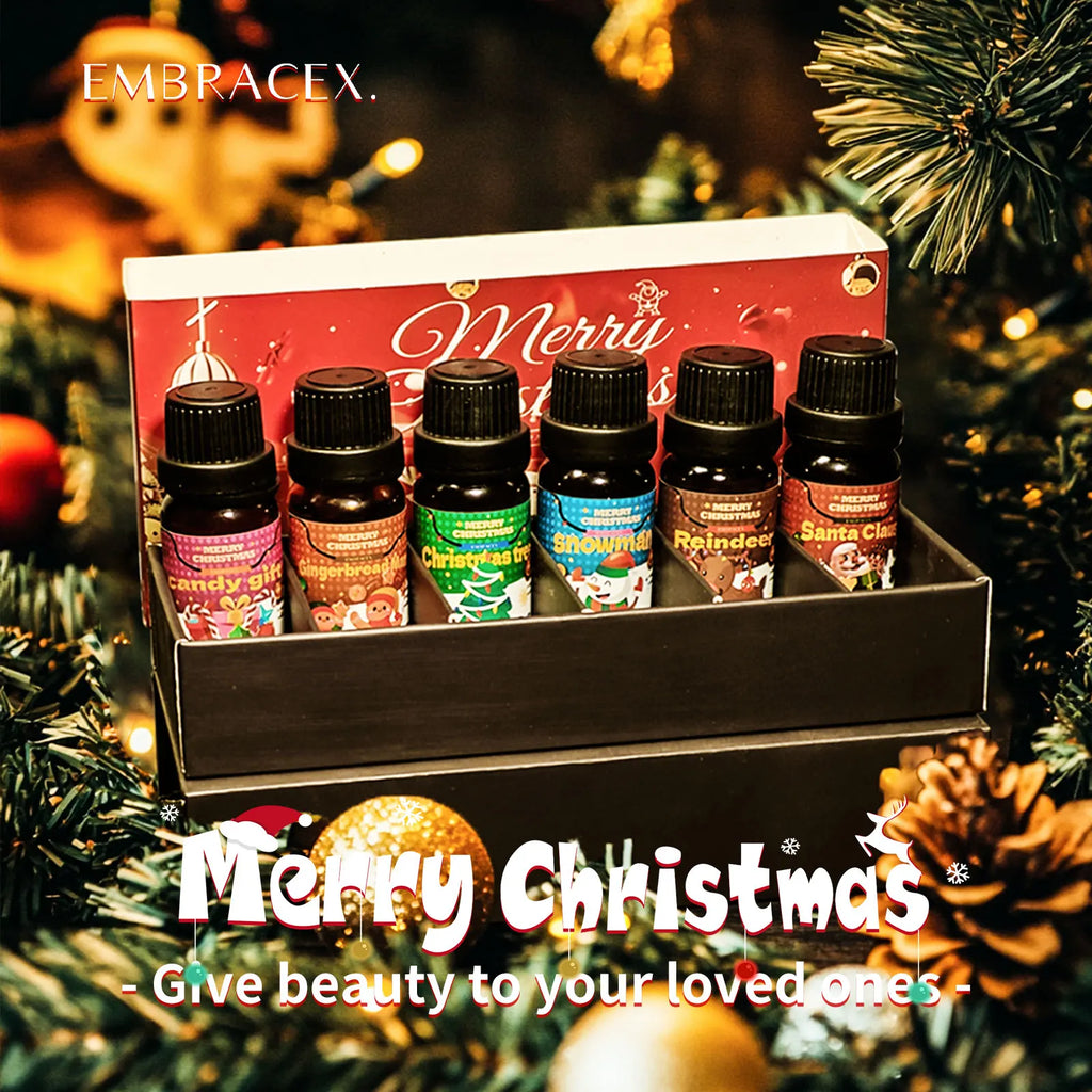6PC/1PC 10ML Merry Christmas Fragrance Oils Long-Lasting Fragrance Christmas Candle Gifts Box Christmas Crafts DIY Humidifier