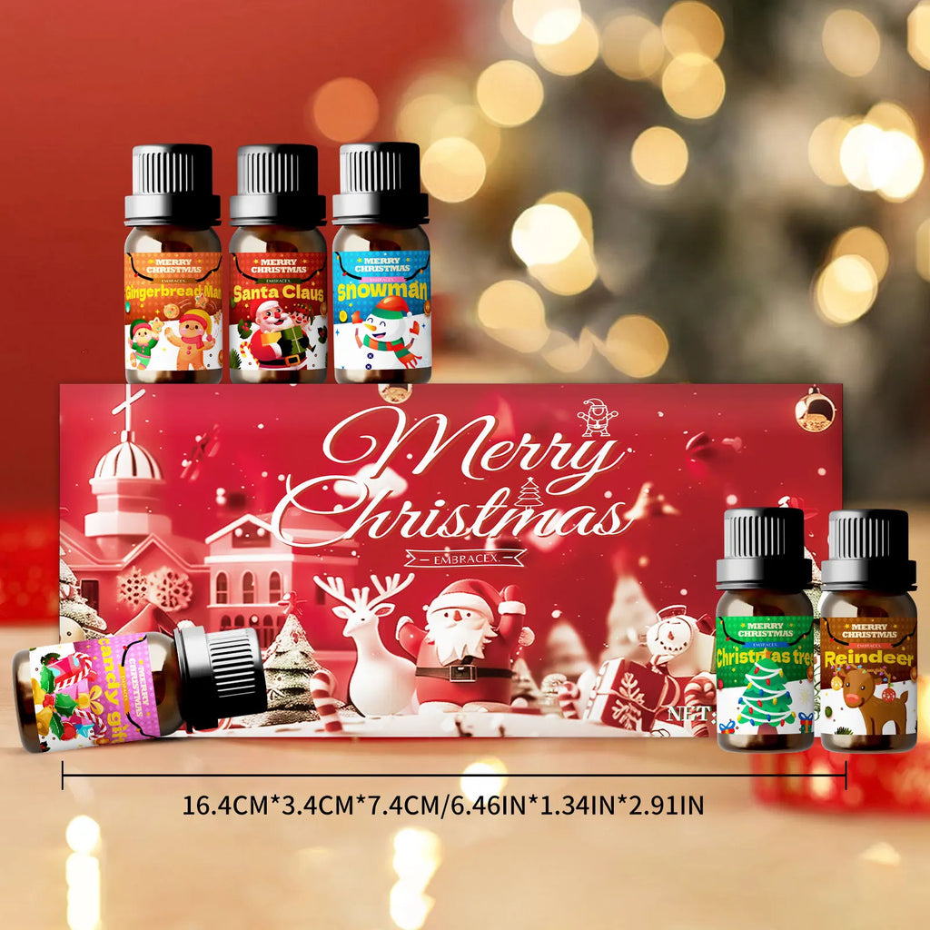 6PC/1PC 10ML Merry Christmas Fragrance Oils Long-Lasting Fragrance Christmas Candle Gifts Box Christmas Crafts DIY Humidifier