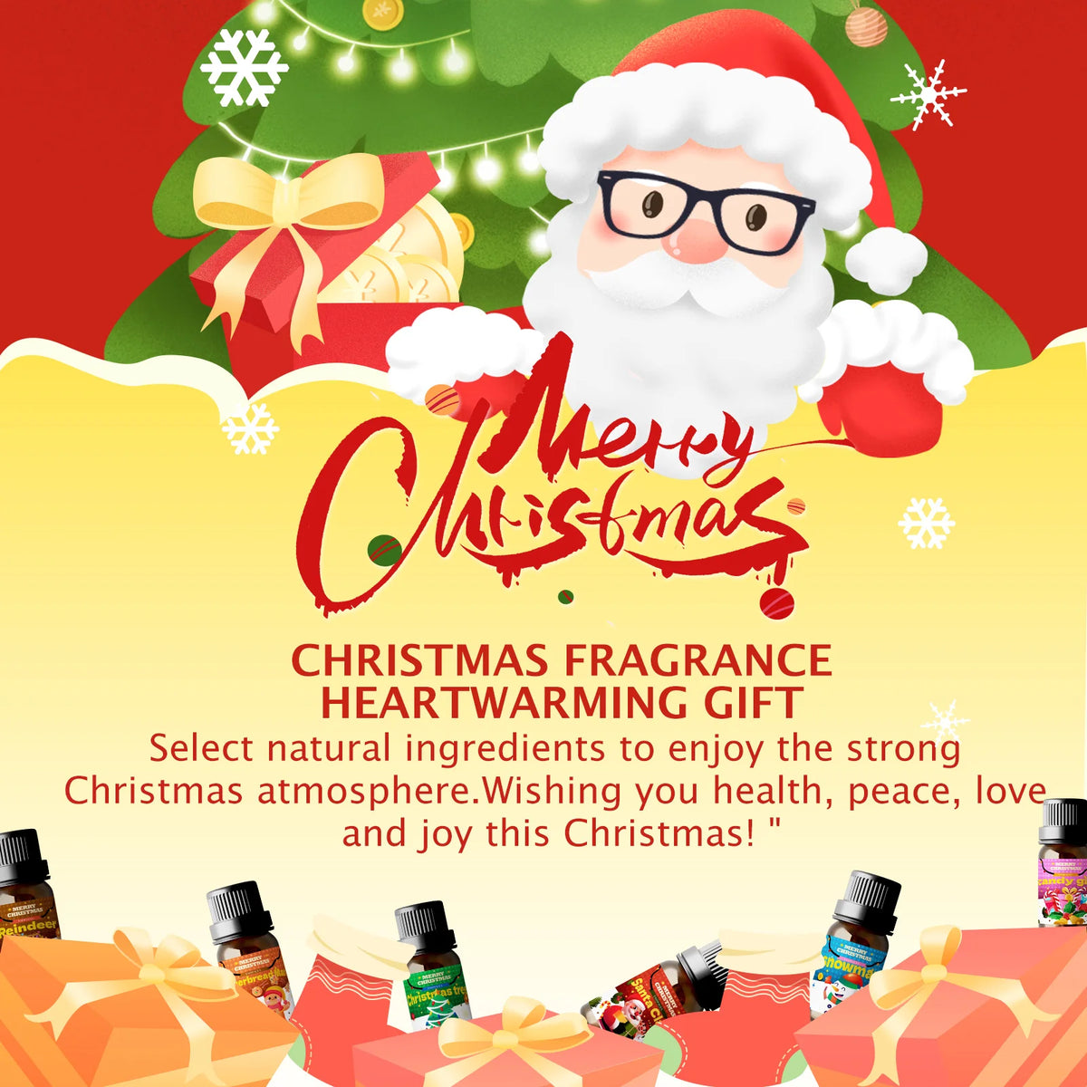 6PC/1PC 10ML Merry Christmas Fragrance Oils Long-Lasting Fragrance Christmas Candle Gifts Box Christmas Crafts DIY Humidifier
