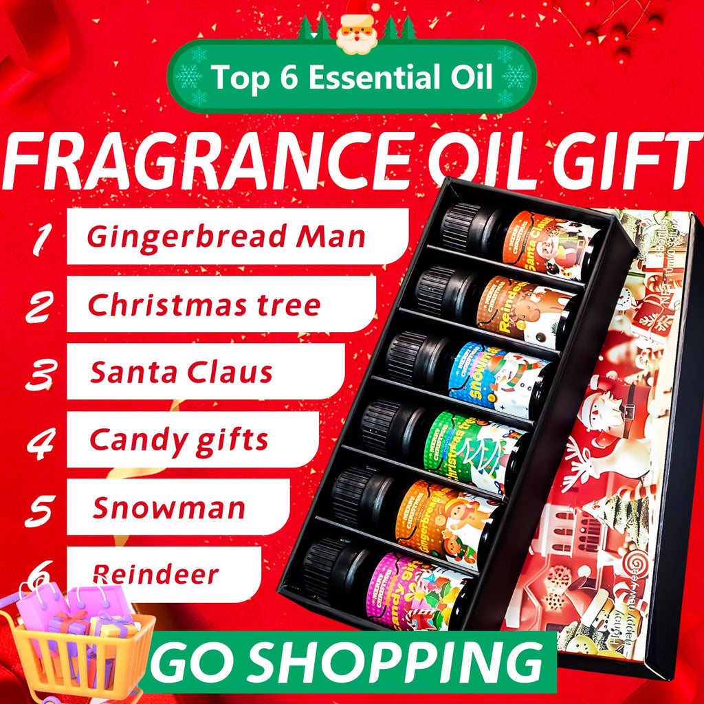 6PC/1PC 10ML Merry Christmas Fragrance Oils Long-Lasting Fragrance Christmas Candle Gifts Box Christmas Crafts DIY Humidifier