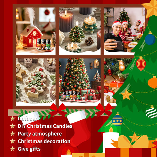 6PC/1PC 10ML Merry Christmas Fragrance Oils Long-Lasting Fragrance Christmas Candle Gifts Box Christmas Crafts DIY Humidifier