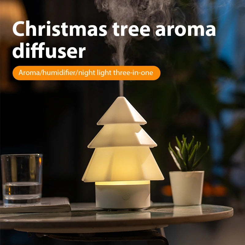Christmas Tree Aroma Humidifier, 7 Color Light, 120ml, USB Essential Oil Diffuser, Quiet Cool Mist, for Home Office Travel