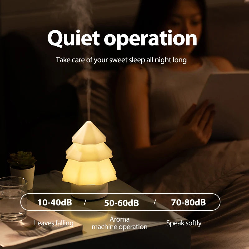 Christmas Tree Aroma Humidifier, 7 Color Light, 120ml, USB Essential Oil Diffuser, Quiet Cool Mist, for Home Office Travel
