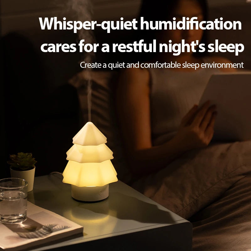 Christmas Tree Aroma Humidifier, 7 Color Light, 120ml, USB Essential Oil Diffuser, Quiet Cool Mist, for Home Office Travel